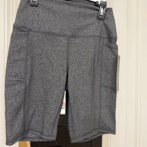 Mono B Heather Charcoal High-Waist Bike Shorts with Side Pockets